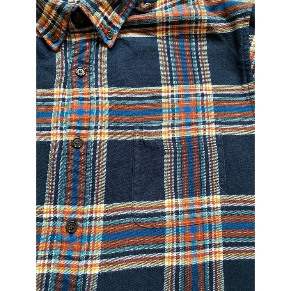 Lands End Men Shirt Large Plaid Navy BLue Long Sleeve Flannel 16-16 1/2 SKU12 - Picture 2 of 6